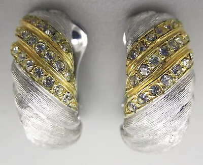 Classic Vintage Christian Dior Matte Two Tone Pave Rhinestone Earrings • $45