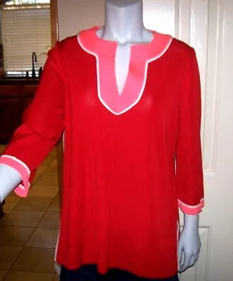 NEW Exclusively MISOOK Red Pink 3/4  Sleeve Sweater Shirt  Jacket  Tunic Medium • $59.88