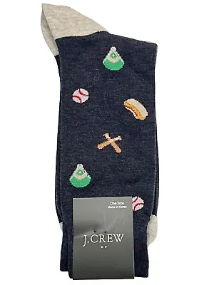 NWT J CREW Socks One Size Blue Gray Baseball Hot Dogs #40 • $14.75