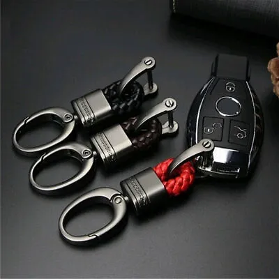 1x Metal Leather Keychain Key Chain Ring Keyfob Car Keyring Holder Accessories • $8.78