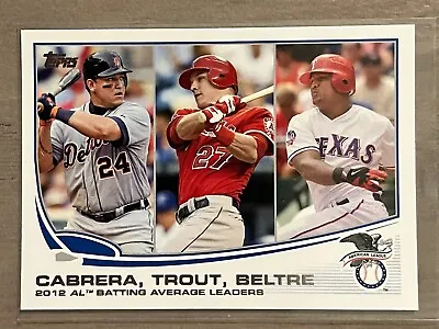 Mike Trout / Miguel Cabrera 2013 Topps 2012 Batting Average Leaders Card. • $2