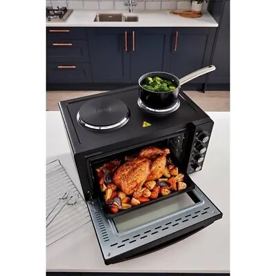 EGL 30L Mini Oven With Hobs Grill Tabletop 1400W Black 4301 • £94.99