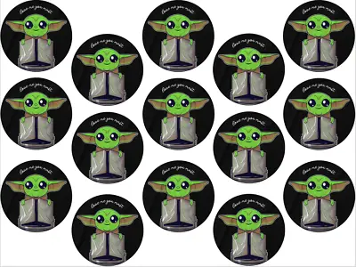 Baby Yoda Star Wars Inspired 15 X 2'' Round Cupcake Toppers Edible Icing / Wafer • £3.99