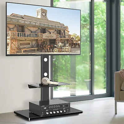 High Adjustale TV Floor Stand With 2 Tempered Glass Shelves For 30-65  LED LCD  • £58.91