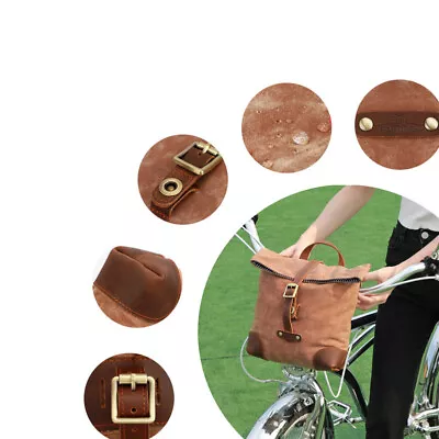 TOURBON Canvas&Leather Bicycle Pannier Tote Bag Shoulder Pack Roll-up Hand Case • $35.09