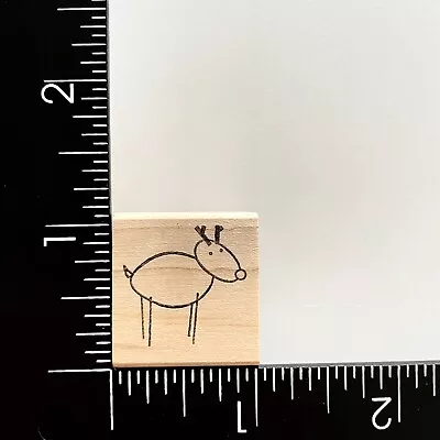 Memory Box Mini Deer Reindeer Rudolph Drawing Wood Mounted Rubber Stamp • $3.19