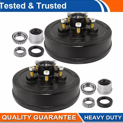 Pair 5-Lug 10 X2-1/4 Trailer Hub Drum Kit 5 On 5  Brake Drum For 3500 Lbs Axle • $117.46