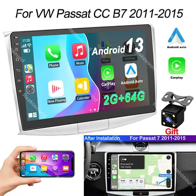 10.1  For VW Passat CC B7 2011-2015 Android 13 GPS Navi FM Car Radio Stereo+Cam • $129.99