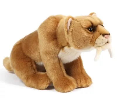 LIVING NATURE Sabre Tooth Tiger AN395 30cm Small Soft Toy Brown NEW • £21.99