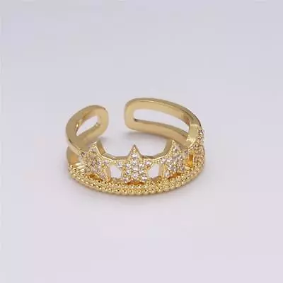 Double Band Micro Pave Star Chain Ring Celestial Themed Women Cuff Ring • $10.99