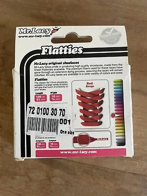 Mr Lacy Flatties Colour Tips - Red & White Shoelaces (130cm Length | 10mm Width) • £4.90