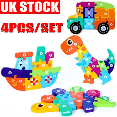 Wooden Puzzles Toys For 2 3 4 Year Olds Kids Learning Educational Puzzle Gifts • £9.89