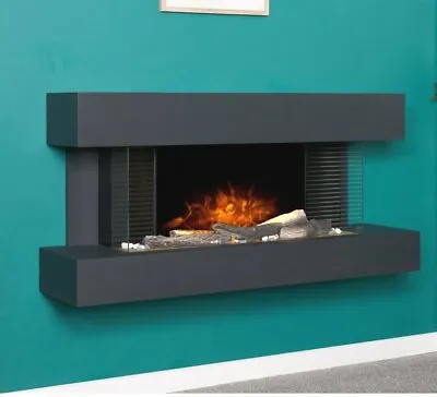 £637.45 • Buy Electric Fire Black Charcoal Surround Wall Mounted Logs Pebble 48  Remote Lights
