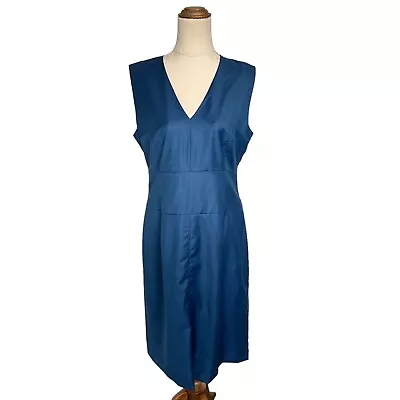 Rhodes And Beckett Blue Wool Sleeveless Work Dress Career Corporate Size 12 • $25