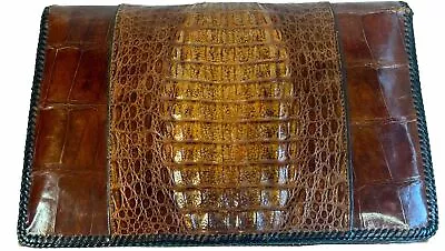 Vintage Whiskey Brown Genuine Crocodile Alligator Clutch Handbag Purse • $155