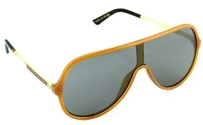 $399.95 • Buy RARE NEW Genuine GUCCI Light Brown Gold Shield Aviator Sunglasses GG 0199/S 005