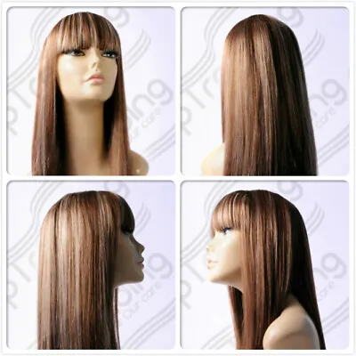 High Heat Resistant Hair Brown & Blonde Drag Queen Lady Womens Daily Full Wig Uk • £14.99