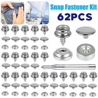 62 X Stainless Steel Fastener Snap Press Stud Cap Button Marine Boat Canvas Set • $10.48