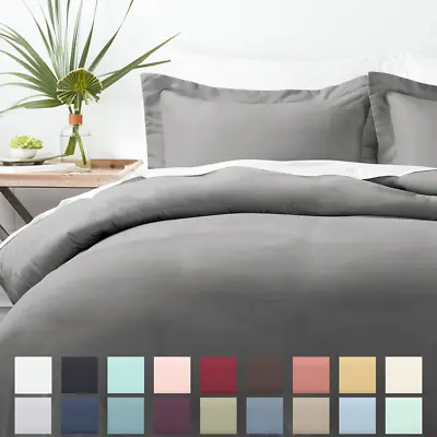 Kaycie Gray Basics 3PC Duvet Cover Set For Comforter 19 Colors Ultra Soft • $26.51