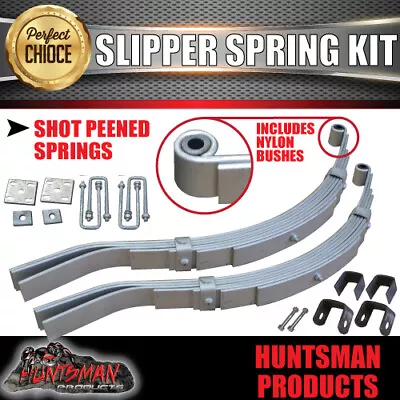 7 Leaf Galvanised / Dacromet 45mm Trailer Slipper Springs U Bolt & Hanger Kit • $204