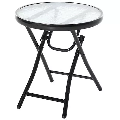 Outsunny Folding Garden Table Round Foldable Table W/ Safety Buckle Used • £19.99