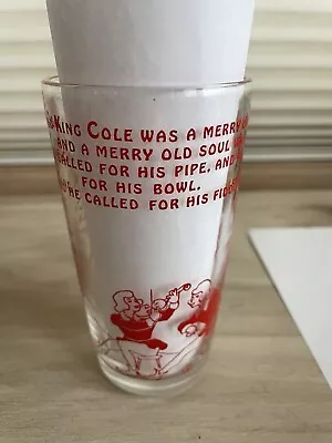 Vintage Drinking Glass - Old King Cole Nursery Rhyme Glass Tumbler Red • $9.99