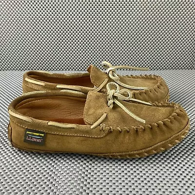 L.L Bean Slippers Womens Size 8 Brown Tan Moccasin Shoes Slip On Casual • $39.99