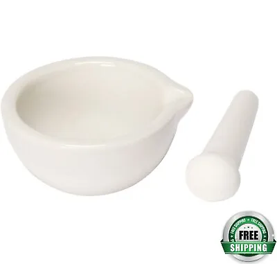 Mortar And Pestle Set Classic Marble Natural Stone White Pestal To Grind Food US • $10.88