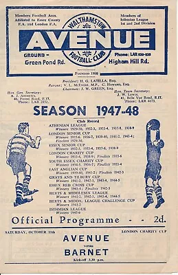 Walthamstow Avenue V Barnet (London Charity Cup) 1947/1948 • £12.99