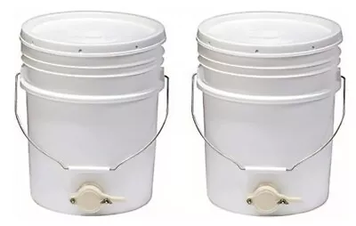 TWO 5 Gallon HDPE Food Grade Plastic Bucket with Gate Valves And Lids • $50