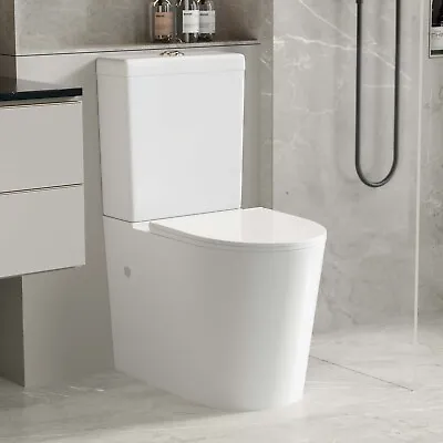 Bathrooms Modern Toilet Back To Wall BTW Short Projection Soft Close Seat Round- • £229.99