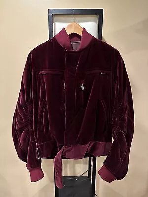 Haider Ackermann Underground Red Velvet Bomber Jacket 2020 • $2750