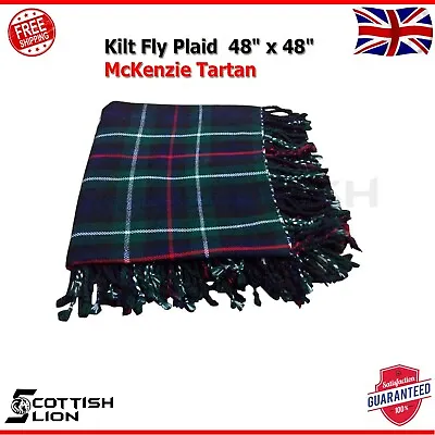 Scottish Highland Kilt Fly Plaid Mackenzie Tartan 48  X 48 Acrylic Wool 100% • £16.90