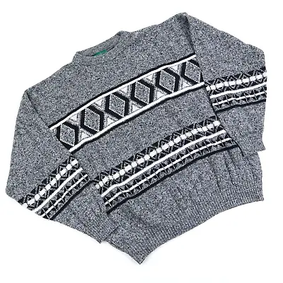 Vintage Knit Jumper Abstract Pattern Cosby Sweater Retro SZ L / XL (M5673) • £22.95