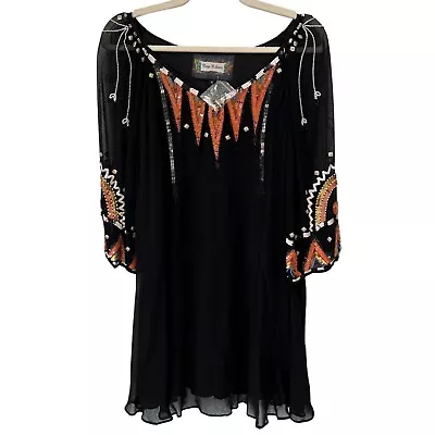 Vintage Collection Sequin Beaded Embellished Dress Women M Mini Cocktail NEW • $47.99