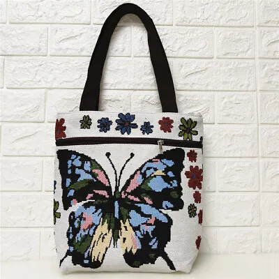 Fabric Cloth Owl Elephant Flower Butterfly Print Shoulder Bag Tote Shopping Bag • £10.99