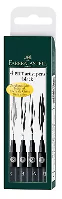 Faber Castell Pit Artist Pen Set Of 4 Black Assorted 199 S F M B 167100 • $15.03