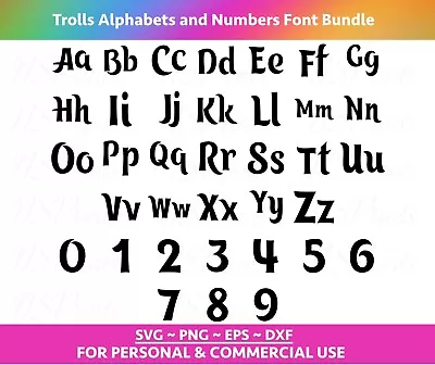 Trolls Alphabets And Numbers Font Svg Trolls Font Eps Png Trolls Font SVG • $1.25