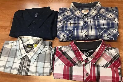 Lot Of 4 Pearl Snap SS Western Shirts Cabela Route66 George Indigo Star • $45