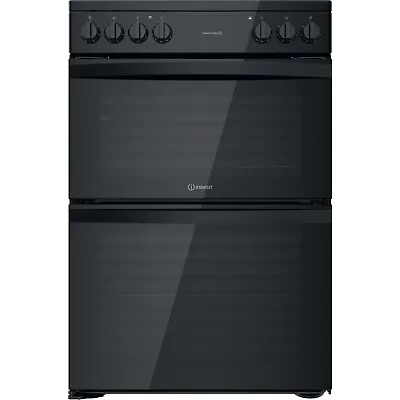 £444.92 • Buy Indesit 60cm Double Oven Electric Cooker - Black ID67V9KMB