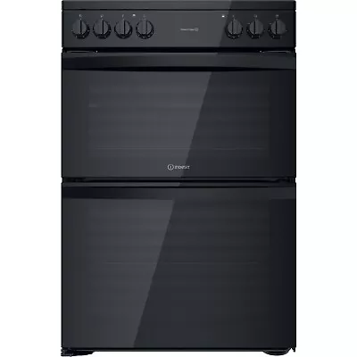 £444.92 • Buy Indesit 60cm Double Oven Electric Cooker - Black ID67V9KMB