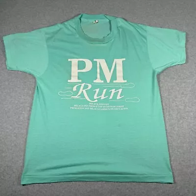 Vintage Princeton Shirt Adult Medium Green Single Stitch Running Mens Milaca 80s • $19