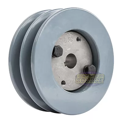 Cast Iron 4.5  2 Groove Dual Belt B Section 5L Pulley W/ 5/8  Sheave Bushing • $54.95