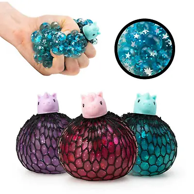 UNICORN SQUISHY MESH BALLS Gel Confetti Squeeze Stress Relief Kids Toys Gift UK • $18.01