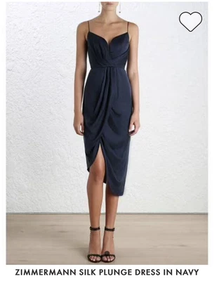 $60 • Buy Zimmerman Silk Plunge Dress In Navy 1