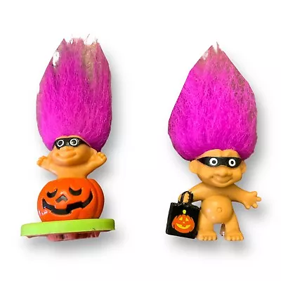 Vintage Russ Halloween Troll Rubber Stamp Jack-o-lantern & Pencil Topper Pink • $14