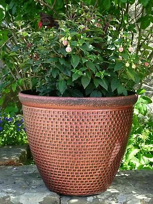 £10.95 • Buy 30cm Large Plastic Round Cromarty Planter Antique Copper Plant Pot Cover