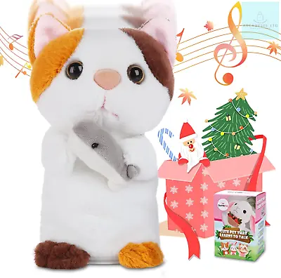 SWTOIPIG Talking Repeats What You Say Cat Plush Stuffed Animal Interactive Pet • £25.56