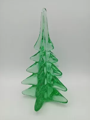 Vintage Unmarked Green Art Glass Crystal Christmas Tree 8” Paperweight  • $34.99