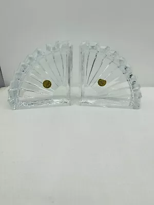 Cristal D' Arques 24% Genuine Lead Crystal Fan Tray Bookends FRANCE • $31